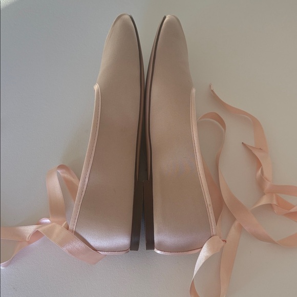 J. Crew Satin Pleated Toe Pale Petal Pink Ribbon Tie Ballet Flats Size 7.5 - Picture 6 of 10